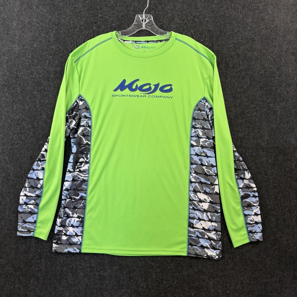 Mojo Sportswear Company Shirt Men's XL Green UPF 50 Long Sleeve Fishing UV